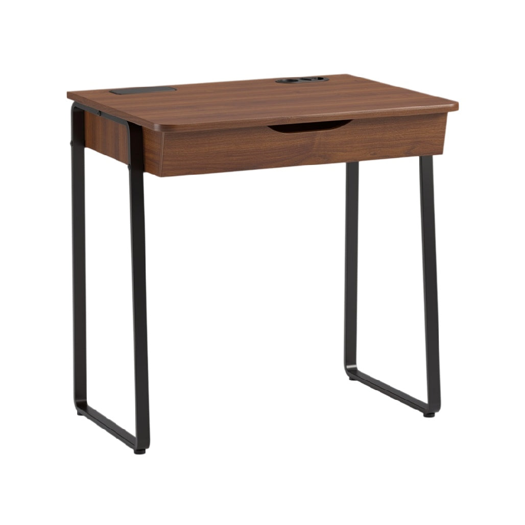 **Bureau moderne en bois avec tiroir et structure métallique**