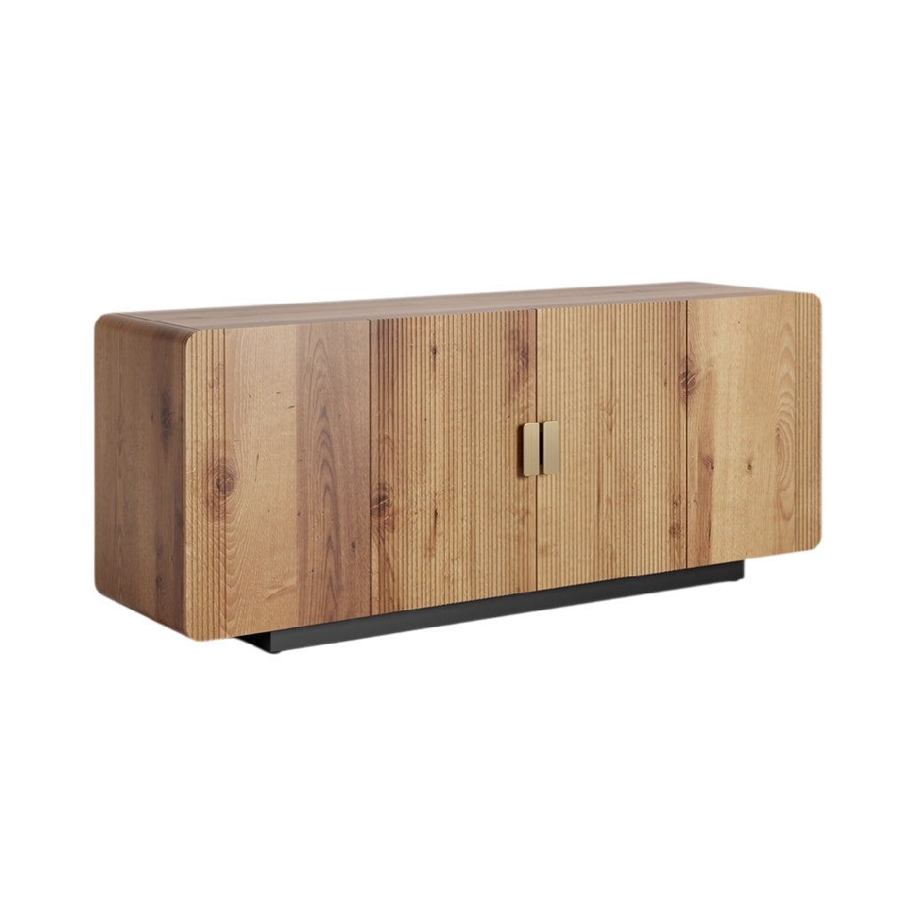 **Meuble de rangement en bois avec portes à motifs rainurés**