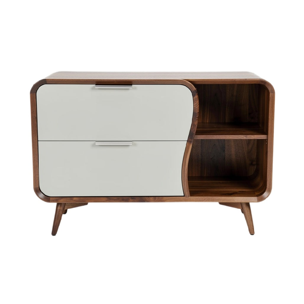 **Meuble de rangement moderne avec tiroirs et étagère**