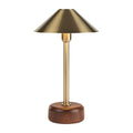 **Lampe de table en laiton avec base en bois**